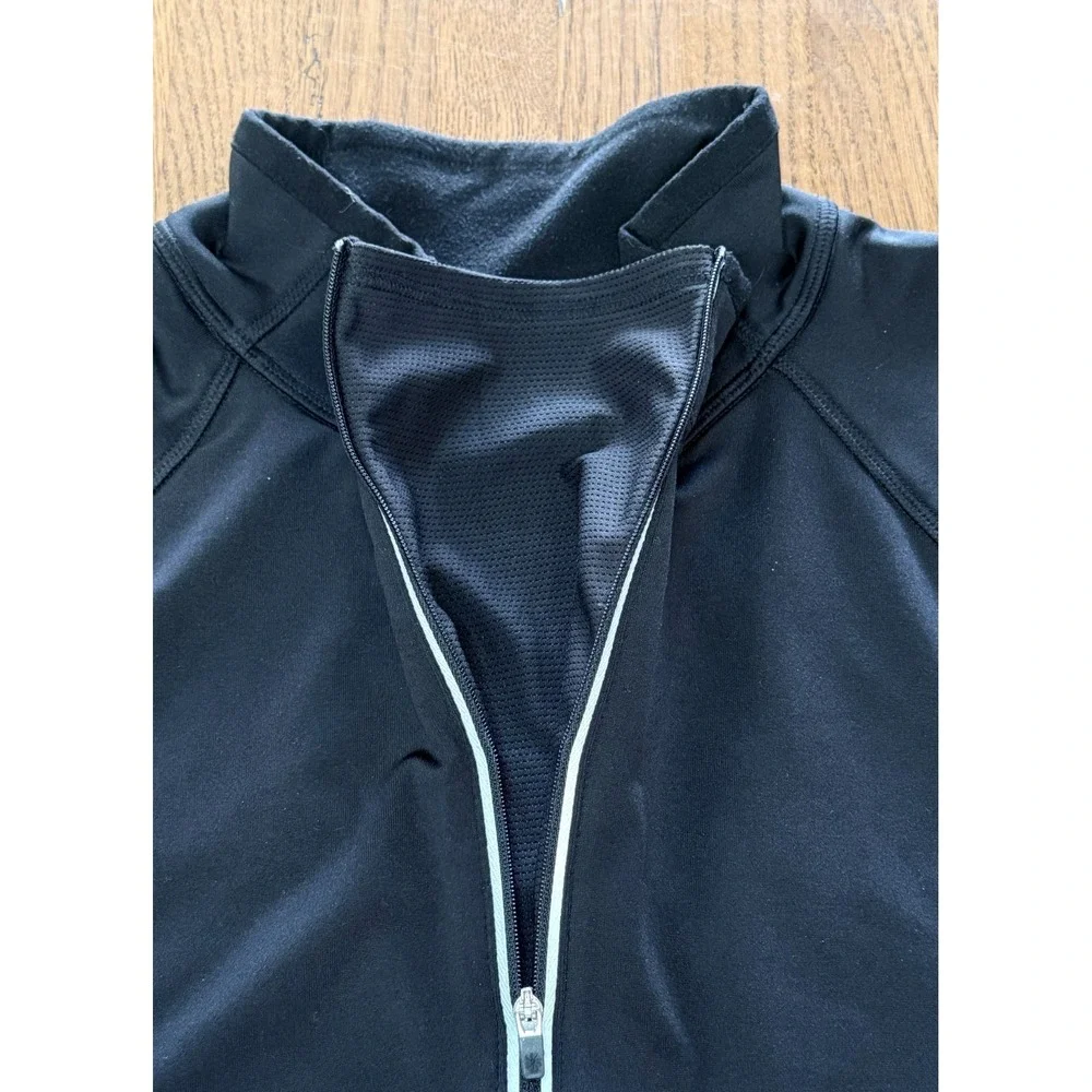 Athleta Womens Large Black 1/2 Zip Pullover Athletic Top Thumbholes Running - Picture 2 of 11